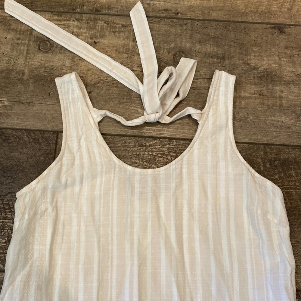 cloth & stone White Sleeveless Midi Shift Dress with Back Tie Detail - Picture 3 of 11